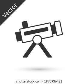 Grey Telescope icon isolated on white background. Scientific tool. Education and astronomy element, spyglass and study stars.  Vector