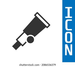 Grey Telescope icon isolated on white background. Scientific tool. Education and astronomy element, spyglass and study stars.  Vector