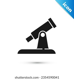 Grey Telescope icon isolated on white background. Scientific tool. Education and astronomy element, spyglass and study stars.  Vector