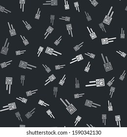 Grey Temperature and humidity sensor icon isolated seamless pattern on black background.  Vector Illustration