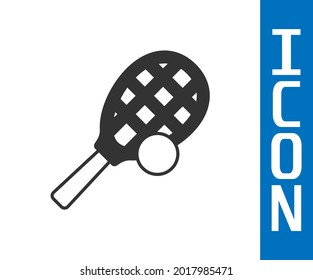 Grey Tennis racket with ball icon isolated on white background. Sport equipment.  Vector