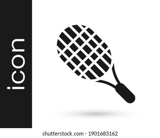Grey Tennis racket icon isolated on white background. Sport equipment.  Vector Illustration