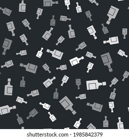 Grey Tequila bottle icon isolated seamless pattern on black background. Mexican alcohol drink.  Vector