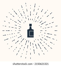 Grey Tequila bottle icon isolated on beige background. Mexican alcohol drink. Abstract circle random dots. Vector