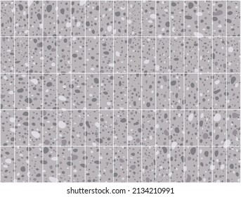 Grey terrazzo tiles design texture background.