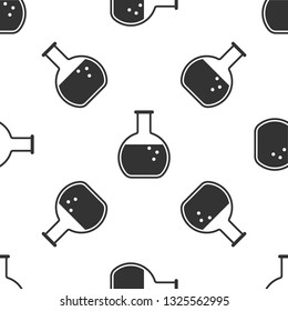 Grey Test tube and flask - chemical laboratory test icon isolated seamless pattern on white background. Vector Illustration