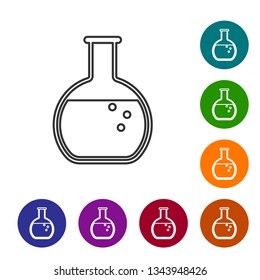 Grey Test tube and flask - chemical laboratory test line icon isolated on white background. Vector Illustration