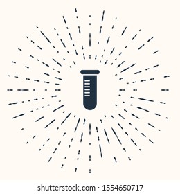 Grey Test tube or flask - chemical laboratory test icon isolated on beige background. Laboratory, scientific glassware sign. Abstract circle random dots. Vector Illustration