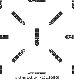 Grey Test tube and flask chemical laboratory test icon isolated seamless pattern on white background. Laboratory glassware sign.  Vector Illustration