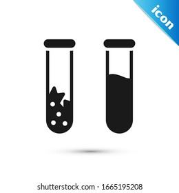 Grey Test tube and flask - chemical laboratory test icon isolated on white background. Laboratory glassware sign.  Vector Illustration