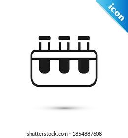 Grey Test tube and flask chemical laboratory test icon isolated on white background. Laboratory glassware sign.  Vector