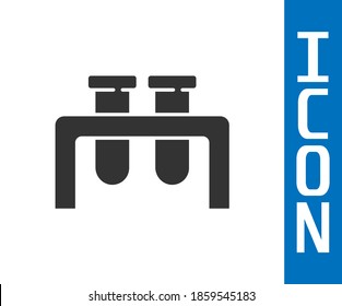 Grey Test tube and flask chemical laboratory test icon isolated on white background. Laboratory glassware sign.  Vector