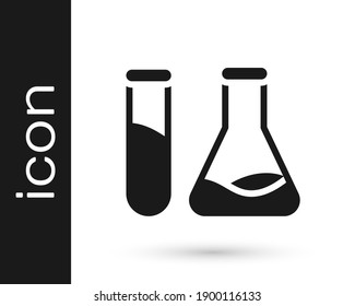 Grey Test tube and flask - chemical laboratory test icon isolated on white background. Laboratory glassware sign.  Vector Illustration