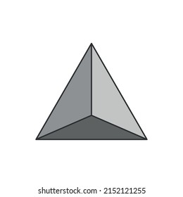 grey tetrahedron or triangular pyramid shape.vector illustration isolated on white background