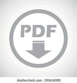 Grey text PDF with down arrow in circle, on white gradient background