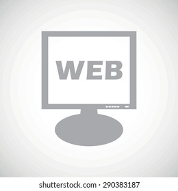 Grey text WEB on screen, on white gradient background