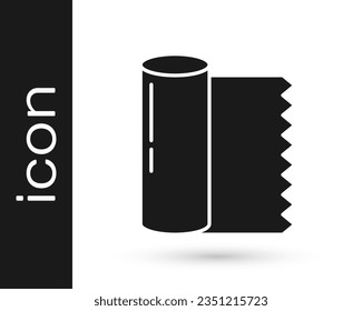 Grey Textile fabric roll icon isolated on white background. Roll, mat, rug, cloth, carpet or paper roll icon.  Vector Illustration