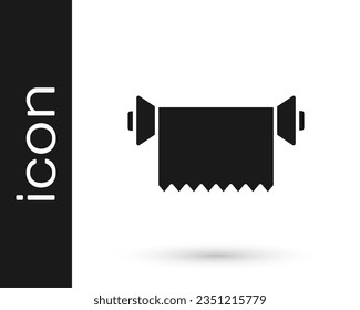 Grey Textile fabric roll icon isolated on white background. Roll, mat, rug, cloth, carpet or paper roll icon.  Vector Illustration