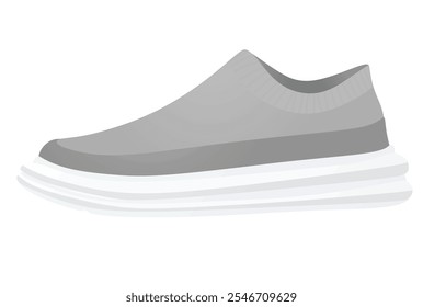 Grey textile shoe. vector illustration