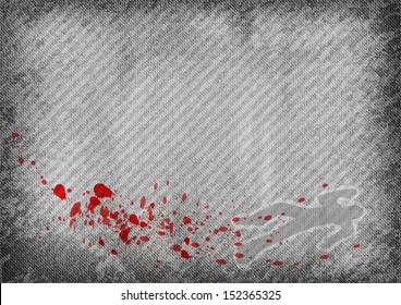 Grey Texture With Red Splatter Ans Silhouette Of Murder