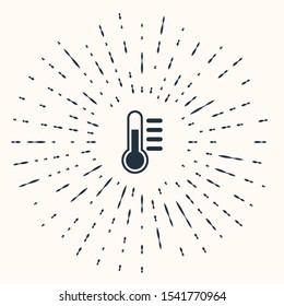 Grey Thermometer icon isolated on beige background. Abstract circle random dots. Vector Illustration