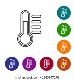 Grey Thermometer line icon isolated on white background. Vector Illustration
