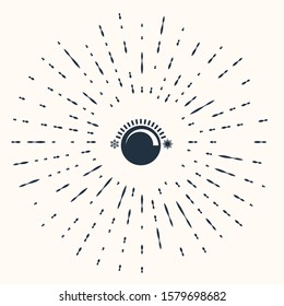 Grey Thermostat icon isolated on beige background. Temperature control. Abstract circle random dots. Vector Illustration