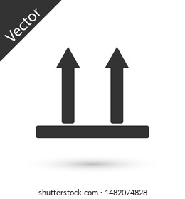 Grey This side up icon isolated on white background. Two arrows indicating top side of packaging. Cargo handled so these arrows always point up.  Vector Illustration