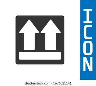 Grey This side up icon isolated on white background. Two arrows indicating top side of packaging. Cargo handled.  Vector Illustration