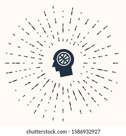 Grey Thoughts on a basketball icon isolated on beige background. Abstract circle random dots. Vector Illustration