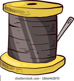 Grey thread, illustration, vector on white background.