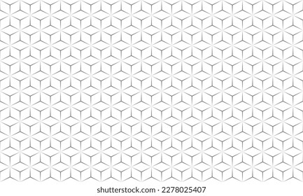 Grey three prong shapes like a cube seamless pattern. Vector Abstract.