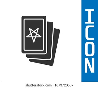 Grey Three tarot cards icon isolated on white background. Magic occult set of tarot cards.  Vector