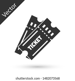 Grey Ticket icon isolated on white background.  Vector Illustration