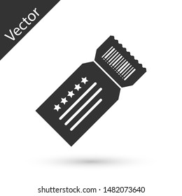 Grey Ticket icon isolated on white background.  Vector Illustration