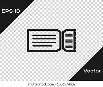 Grey Ticket icon isolated on transparent background.  Vector Illustration