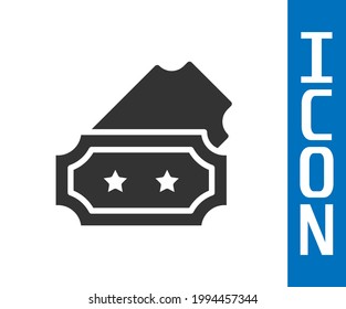 Grey Ticket icon isolated on white background. Amusement park.  Vector
