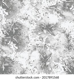 Grey Tie Dye Seamless Pattern with flower. Batik Print for Swimwear, Silk, Cotton, Wallpaper. Fantastic Shibori Pattern in Bright Colors. Boho.