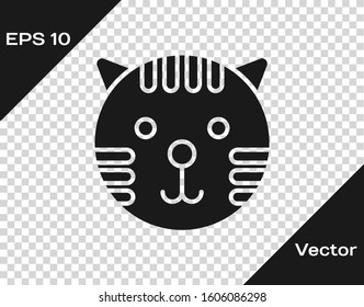 Grey Tiger zodiac sign icon isolated on transparent background. Astrological horoscope collection.  Vector Illustration