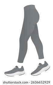Grey tight pants leggings and canvas shoes. vector illustration	