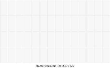 Grey tile design for wall and floor in kitchen, bathroom, toilet and living room. Clean rectangular ceramic tiled grid pattern nested vertically. Vector illustration.