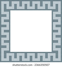 Grey tile frame, Mosaic tile frame or background, Tile background, Seamless pattern, Mosaic seamless pattern, Mosaic tiles texture or background. Bathroom wall tiles, swimming pool tiles.