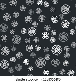Grey Time Management icon isolated seamless pattern on black background. Clock and gear sign. Productivity symbol.  Vector Illustration