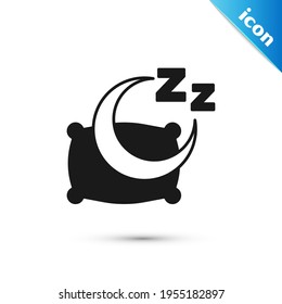 Grey Time to sleep icon isolated on white background. Sleepy zzz. Healthy lifestyle.  Vector