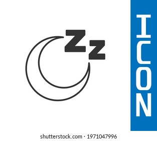 Grey Time to sleep icon isolated on white background. Sleepy zzz. Healthy lifestyle.  Vector