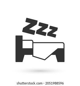 Grey Time to sleep icon isolated on white background. Sleepy zzz. Healthy lifestyle.  Vector