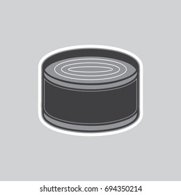 Grey tin black and white isolated decorative sticker