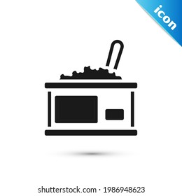 Grey Tin can with caviar icon isolated on white background.  Vector