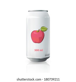 Grey tin of fruit juice. Vector design 