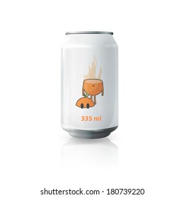 Grey tin of fruit juice. Vector design 